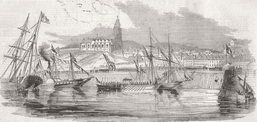 FRANCE. The Queen leaving Treport 1843 old antique vintage print picture